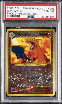 2000 POKEMON JPN NEO 2 PROMO REVERSE FOIL #006 CHARIZARD PSA 10 - Image 1
