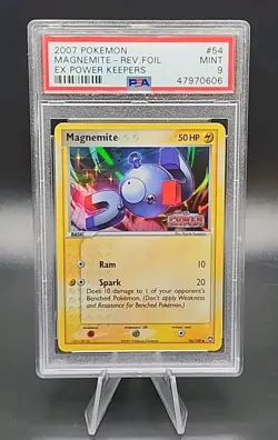 PSA 9 MINT Pokemon 2007 Ex Power Keepers Magnemite Reverse Rev Foil Holo #54 - Image 1