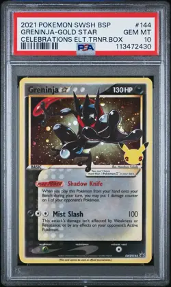 2021 POKEMON SWSH BLACK STAR PROMO #144 GRENINJA-GOLD STAR PSA 10 - Image 1