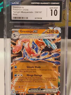 Greninja ex POKEMON TCG 106/167 Sv06: Twilight Masquerade Holo CGC GEM MINT 10 - Image 3