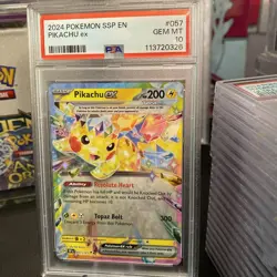 2024 POKEMON SSP EN-SURGING SPARKS #057 PIKACHU EX PSA 10 - Image 2