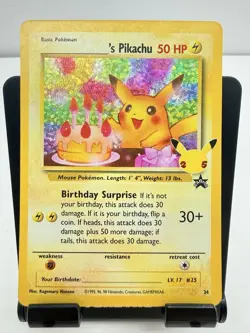 Birthday Pikachu Holo 24 Celebrations Classic Collection Pokemon 2021 NM - Image 1