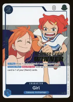 One Piece Girl Nami P-096 Release Event Winner Promo Card English NM - Image 1