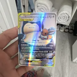 Pokemon Eevee & Snorlax GX TAG TEAM Ultra Rare Holo SM-Team Up 171/181 270 HP - Image 1