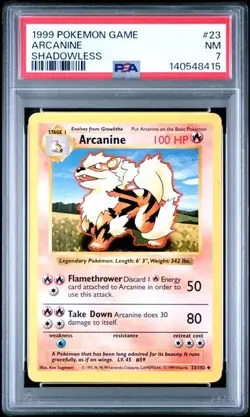 Arcanine #23 - 1999 Pokemon Base Set Shadowless - PSA 7 - Image 1