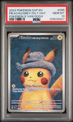 2023 POKEMON SVP EN-SV BLACK STAR PROMO #085 PIKACHU WITH GREY FELT HAT PSA 10 - Image 1