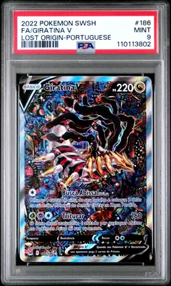 2022 POKEMON SWSH LOST ORIGIN PORTUGUESE #186 FULL ART/GIRATINA V PSA 9 - Image 1
