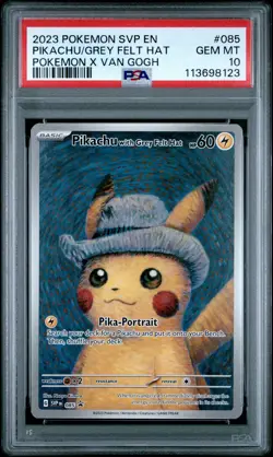 2023 POKEMON SVP EN-SV BLACK STAR PROMO #085 PIKACHU WITH GREY FELT HAT PSA 10 - Image 1