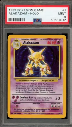 Pokemon Alakazam Base Set Unlimited Holo Rare #1 PSA 9 Mint - Image 1
