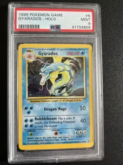 1999 Pokemon Base Set Unlimited Gyarados Holo Rare PSA 9 Mint - Image 1