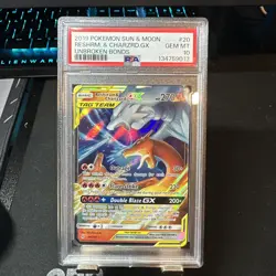 2019 POKEMON SUN & MOON UNBROKEN BONDS #20 RESHIRAM & CHARIZARD GX PSA 10 - Image 1