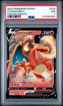 2023 POKEMON SWORD & SHIELD CROWN ZENITH #018 CHARIZARD V PSA 7 - Image 1
