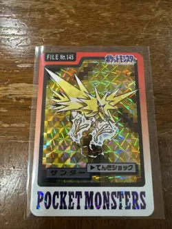 Zapdos File No.145 Carddass 1997 Prism Holo Bandai Japanese Pokemon Card - Image 1