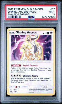 2017 Pokemon TCG Sun & Moon Shining Arceus Shining Legends Holo #57 PSA 9 - Image 1