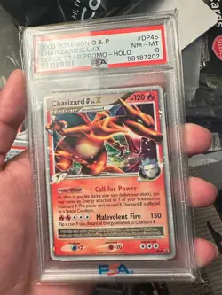 2009 POKEMON DIAMOND & PEARL BLACK STAR PROMO HOLO #DP45 CHARIZARD G LV.X PSA 8 - Image 1