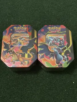 Pokemon TCG Lot Of 2 Mega Charizard X & Y Tin New Sealed In Hand - Image 1