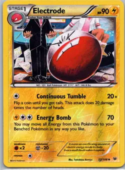 Pokemon TCG Electrode 22/108 Roaring Skies Rev Holo LP - Image 1