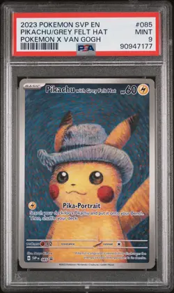 Pokemon Pikachu with Grey Felt Hat Van Gogh Full Art Promo SVP EN 085 PSA 9 Mint - Image 1