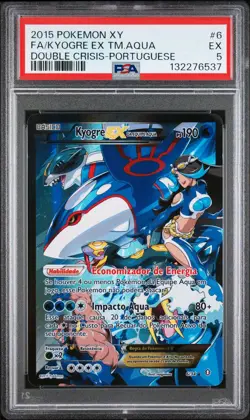 2015 POKEMON XY DOUBLE CRISIS PORTUGUESE FULL ART/KYOGRE EX DA EQUIPE AQUA PSA 5 - Image 1
