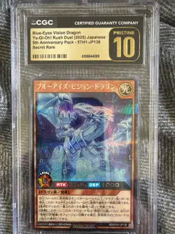 2025 Yu-Gi-Oh! Blue-Eyes Vision Dragon 5TH1-JP136 CGC Pristine 10 Rush Duel - Image 1