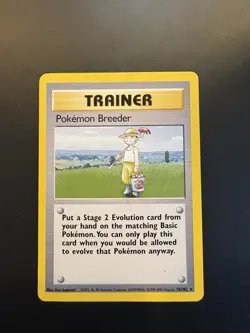 Pokemon TCG Breeder Trainer Unlimited Rare Card, Base Set 76/102 - Image 1