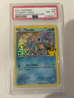 2021 Pokemon McDonald's Collection #18 TOTODILE HOLO PSA 8 NM-MT - Image 1