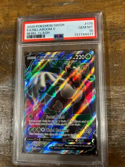 POKEMON 2020 Rebel Clash Full Art RILLABOOM V #175 PSA 10 Gem Mint RARE - Image 1