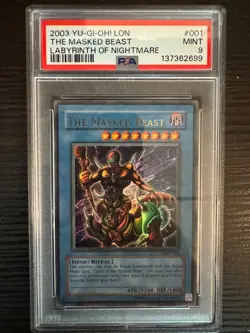 2003 Yu-Gi-Oh! The Masked Beast Labyrinth of Nightmare LON Unlimited Ultra PSA 9 - Image 1