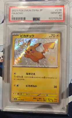 Pikachu Shiny Rare 236/190 Shiny Treasure Japanese SV4a Pokemon Card PSA 10 - Image 1