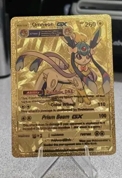 Pokemon Omneon GX 260hp Gold Foil Fan Art Collector Card TCG - Image 1
