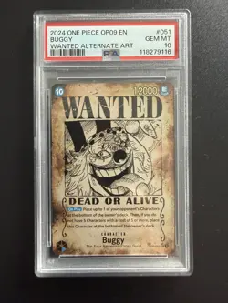 Buggy the Clown Wanted Poster OP 09 Trading Card PSA 10 English - Image 1