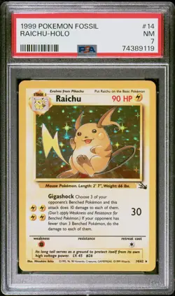 1999 Pokemon Fossil Raichu Holo Rare PSA 7 Near Mint 14/62 FRESH SLAB - Image 1