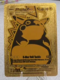 Pokemon Pikachu VMAX 310hp Gold Foil Fan Art Collector Card TCG - Image 1