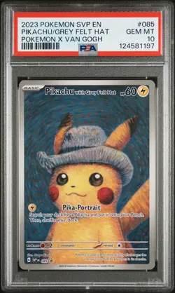 2023 POKEMON SVP EN-SV BLACK STAR PROMO #085 PIKACHU WITH GREY FELT HAT PSA 10 - Image 1