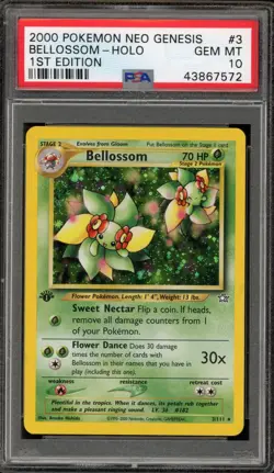 Pokemon Bellossom Neo Genesis 1st Edition Holo Rare #3 PSA 10 Gem Mint - Image 1