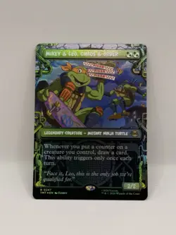Mikey & Leo Chaos, & Order MTG Magic The Gathering Borderless Foil Rare 0247 NM - Image 1