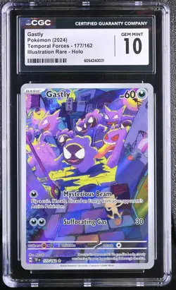 2024 Pokemon Gastly 177/162 Temporal Forces Illustration Rare Holo CGC 10 - Image 1