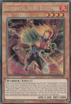 Elemental Hero Blazeman - WSUP-EN032 - Prismatic Secret Rare 1st Edition Yugioh - Image 1