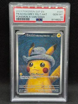Pokemon x Van Gogh Pikachu with Grey Felt Hat Promo card SVP EN 085 #085 PSA 10 - Image 1