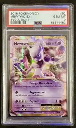 Pokemon Mewtwo EX 52/108 XY Evolutions Ultra Rare Holo 2016 PSA 10 - Image 1