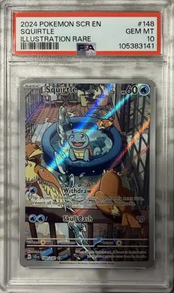 Pokemon Sv07 Stellar Crown Squirtle Illustration Rare Holo 148/142 PSA 10 2024 - Image 1