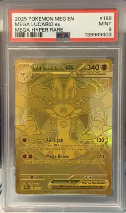 Pokemon Mega Lucario ex Me01: Mega Evolution Mega Hyper Rare Holo 188/132 PSA 9 - Image 1