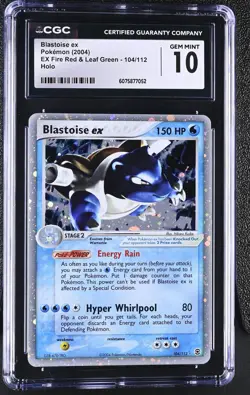 CGC 10 GEM MINT Blastoise ex EX Fire Red & Leaf Green 104/112 Holo Pokemon Card - Image 1