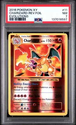 PSA 7 Charizard Reverse Foil #011 Pokemon XY Evolutions English 2016 - Image 1