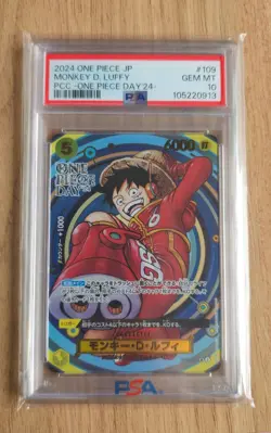 PSA 10 Monkey D. Luffy 2024 Foil PCC One Piece Day 24 Promo OP07-109 SR Japanese - Image 1