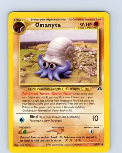 Pokemon TCG Omanyte Neo Discovery 60/75 Unlimited Common Card WOTC LP-NM - Image 1
