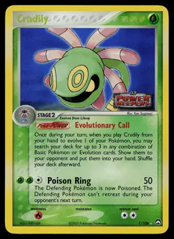 Pokemon Card - Cradily Power Keepers 7/108 Reverse Holo Rare Stamped - Image 1
