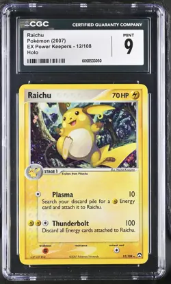 CGC 9 MINT Raichu 2007 EX Power Keepers 12/108 Holo Pokemon Card - Image 1