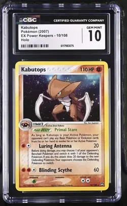 CGC 10 GEM MINT Kabutops 2007 EX Power Keepers 10/108 Holo Pokemon Card - Image 1