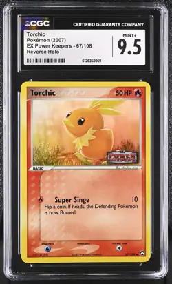 CGC 9.5 Torchic 2007 EX Power Keepers 67/108 Reverse Holo STAMPED Pokemon Card - Image 1